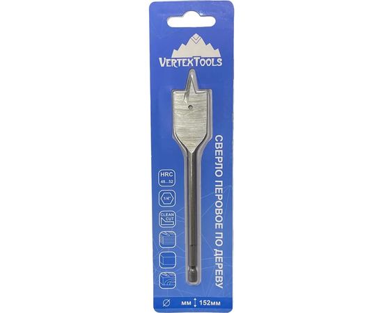 Сверло перовое по дереву (60 мм; шестигранный хвостовик) vertextools 1133-60 