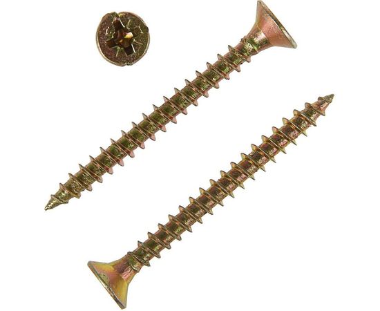 Универсальный саморез Tech-Krep 60х6,0 мм 100 шт желтый, коробка с окном 102271 