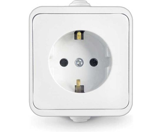 Розетка UNIVersal Клио с/з IP44 белая К2228 