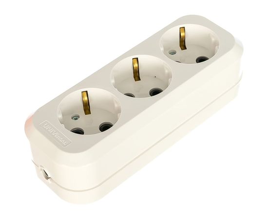 Колодка с заземлением, 3 гнезда, AБС-пластик UNIVersal E303 