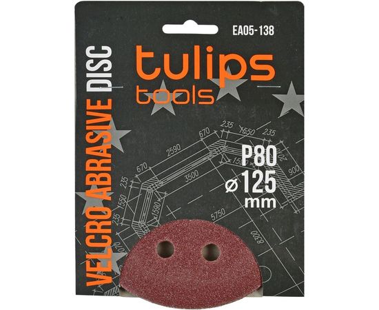 Диск шлифовальный с липучкой (5 шт; 125 мм; P80) Tulips tools EA05-138 