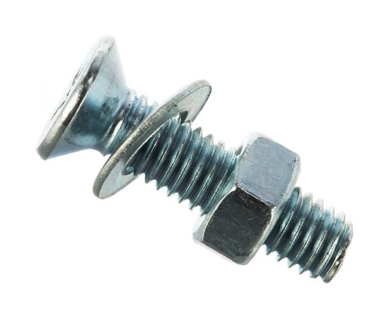 Винт Tech-Krep DIN965 с потайной головкой, оцинкованный M5х20 + гайка + шайба 12 шт - пакет Tec 114062 – изображение 6