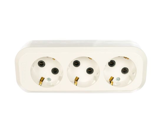 Колодка с заземлением, 3 гнезда, AБС-пластик UNIVersal E303 – изображение 2