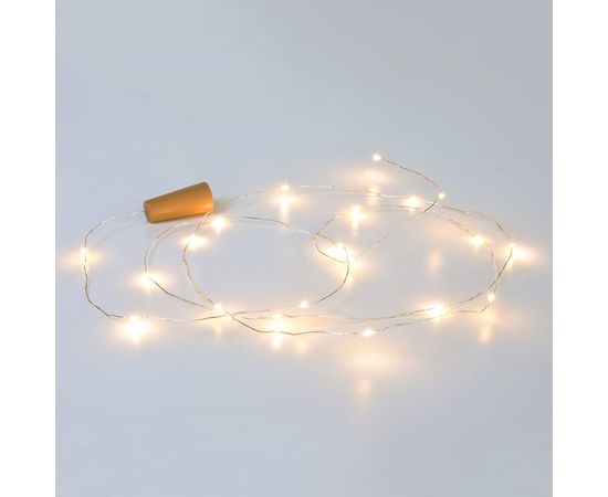 Электрогирлянда VEGAS Пробка, 10 тёплых LED ламп, РОСА, серебристый провод, 1 м, на батарейках 55128 – изображение 3