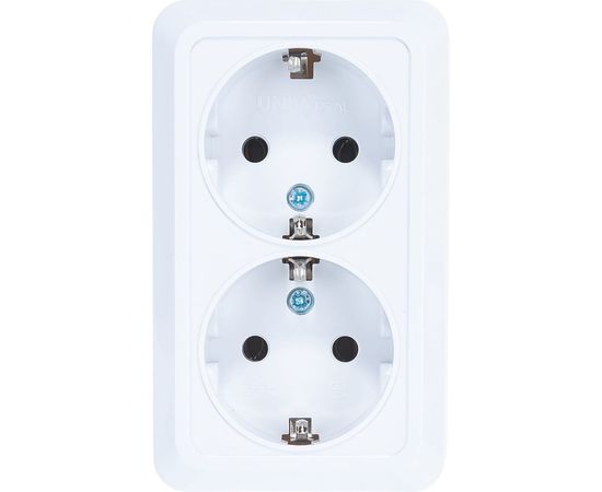 Двойная розетка с заземлением, белая UNIVersal Олимп О0128 – изображение 4