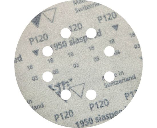 Круг шлифовальный на липучке siaspeed 1950 (5+1 шт; 125 мм; 8 отверстий; P120) sia Abrasives ss6-125-8-120 – изображение 3