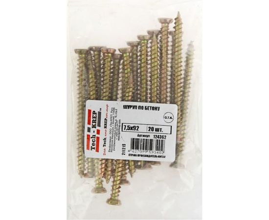 Шуруп по бетону 7.5x92, 20шт - пакет Tech-Krep 124362 – изображение 3