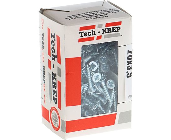 Универсальный саморез Tech-Krep 20х3,5 мм 200 шт оцинкованный, коробка с окном 102169 – изображение 2
