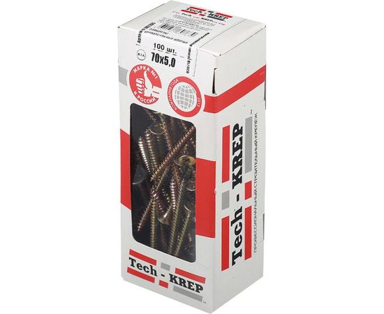 Универсальный саморез Tech-Krep 70х5,0 мм 100 шт желтый, коробка с окном 102265 – изображение 2