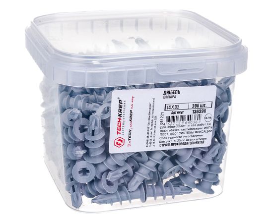 Дюбель Tech-Krep DRIVA PA 14х32 200 шт - ведро 136390 – изображение 2
