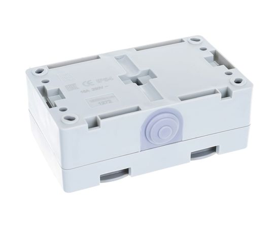 Горизонтальная розетка, 2 гнезда UNIVersal Аллегро с/з, з/ш, IP54, с крышкой, серая 1272 – изображение 5