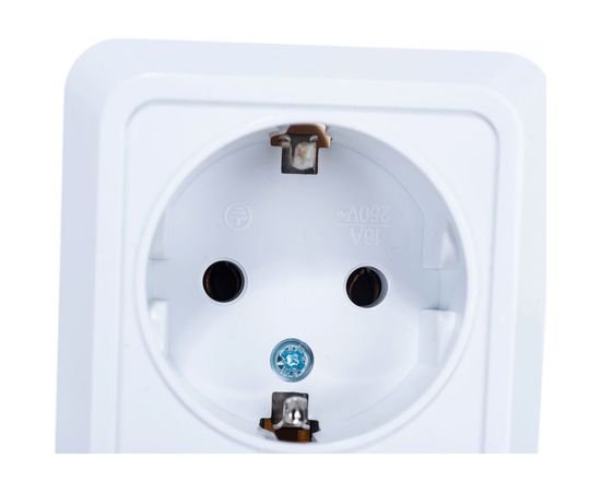 Двойная розетка с заземлением, белая UNIVersal Олимп О0128 – изображение 2