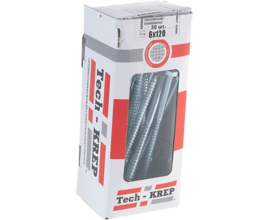Сантехнический болт DIN 571 оцинкованный 6х120, 30шт - коробка Tech-Krep 126553 – изображение 6