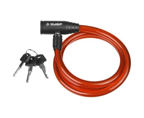 Тросовый замок Зубр Мастер 3 ключа в комплекте длина троса 650 мм d 10 мм 37263-65 