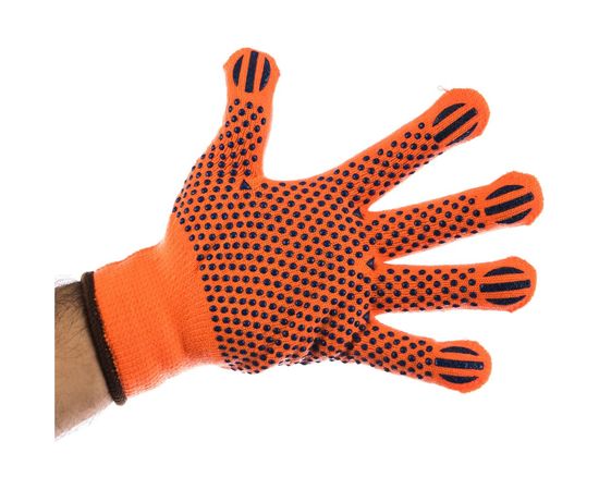 Утепленные, акриловые перчатки с защитой от скольжения Зубр ЭКСПЕРТ 10 класс, сигнальный цвет, р.L-XL 11464-XL – изображение 2