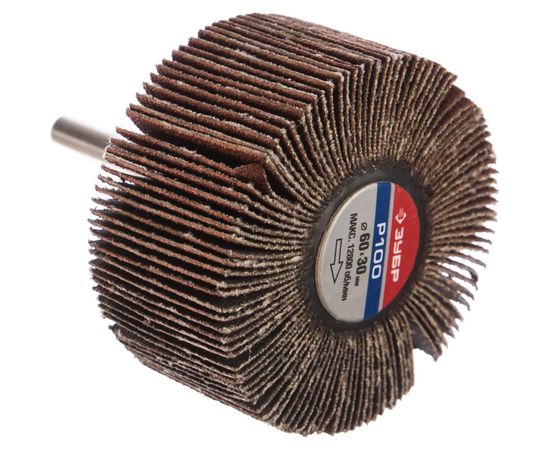 Круг шлифовальный веерный лепестковый (30х60 мм; P100) Зубр 36602-100 – изображение 2