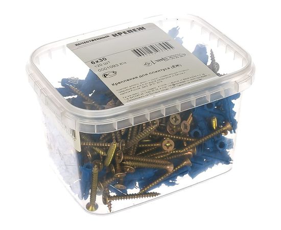 Дюбель ёж с шурупом Качественный Крепеж для крепления плинтусов 6х30 120 шт 0501093 КЧ – изображение 2