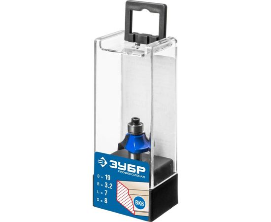 Фреза кромочная калевочная ПРОФЕССИОНАЛ №1 (19х7х48.1 мм; R3.2 мм; хвостовик 8 мм) Зубр 28700-19 – изображение 2