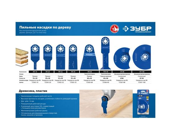 Прямая пильная насадка ПП-10 (10x30 мм) Зубр 15565-10 – изображение 2