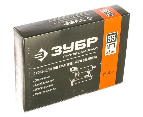 Скобы особотвердые тип 55 ПРОФЕССИОНАЛ (2500 шт; 25 мм) ЗУБР 31855-25 – изображение 2