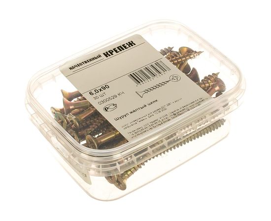 Шуруп Качественный КРЕПЕЖ желтый цинк 6,0x90, 30 шт. 0300529 КЧ – изображение 3