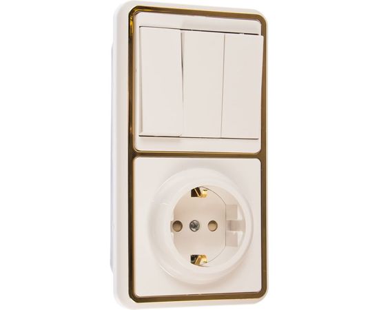 Комбинированный блок Кунцево-Электро БЭЛЛА скрытая установка выключатель+розетка БКВР-036 З 5848 