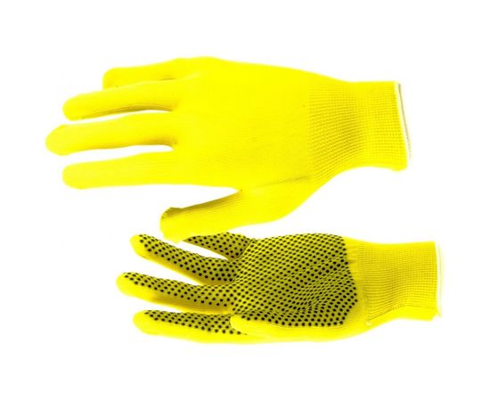 Перчатки Россия нейлон, ПВХ точка, 13 класс, цвет лимон, L 67827 