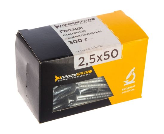 Ершёные гвозди с конической головкой Профикреп цинк, 2,5х50 0,3 кг 113006 – изображение 2