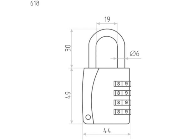 Навесной кодовый замок НОРА-М 618 черный 17077 – изображение 3
