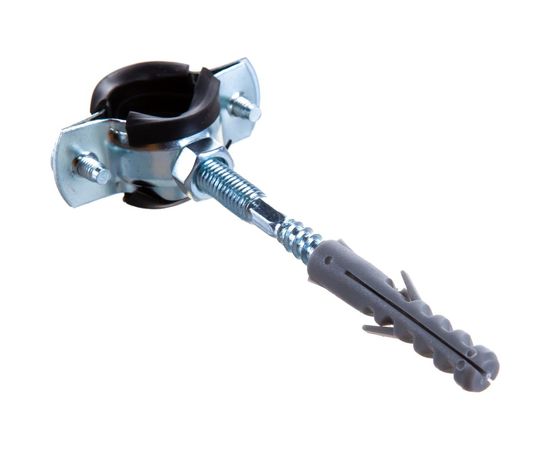 Металлический сантехнический хомут для труб со шпилькой и дюбелем СВК 20-24, 1/2 дюйма, гайка М8 SVK-F015М8 – изображение 2