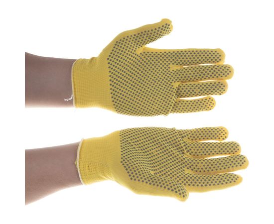 Перчатки Россия нейлон, ПВХ точка, 13 класс, цвет лимон, L 67827 – изображение 3
