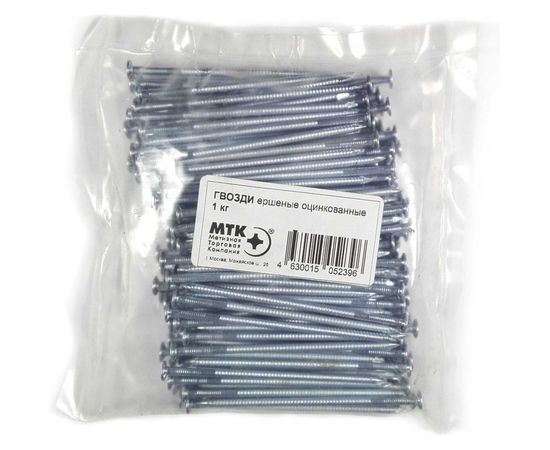 Ершёные гвозди с конической головкой МТК цинк пакет 1 кг, 3,1x80 1766031080 – изображение 2