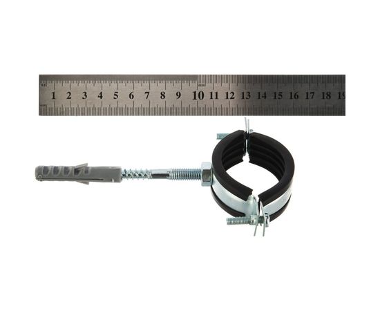 Металлический сантехнический хомут для труб со шпилькой и шурупом СВК 40-45, 1 1/4 дюйма, гайка М8 SVK-F032М8 – изображение 4