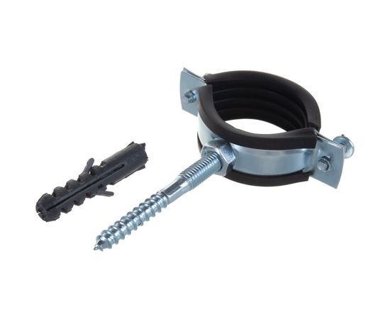 Металлический сантехнический хомут для труб со шпилькой и шурупом СВК 40-45, 1 1/4 дюйма, гайка М8 SVK-F032М8 – изображение 3