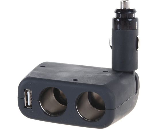 Разветвитель прикуривателя на 3 гнезда +USB АВТОСТОП BLACK 12-24V AB-54409 