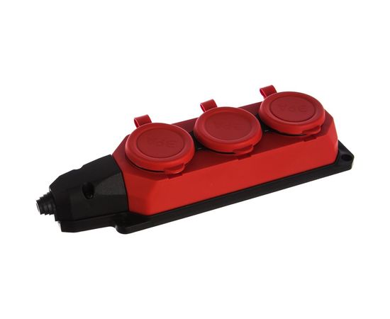 Каучуковая колодка ЭРА K-3e-RED-IP44 с/з 3гн 16A IP44 красная Б0044552 