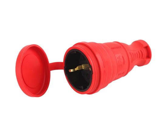 Каучуковый разъем ЭРА R8REDIP44 c заземлением, прямой, 16A, IP44, красный Б0044548 