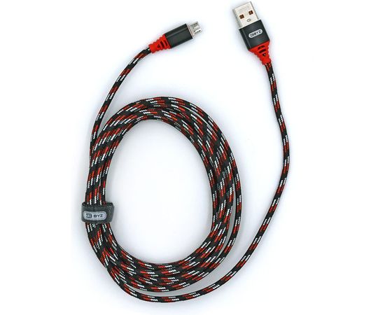 USB-кабель AM-microBM BYZ 3 метра, 2.1A, тканевый, черно-красный 23750-BC-090mBKR 