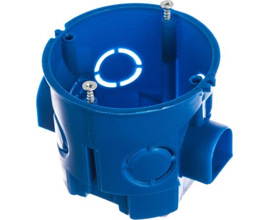 Установочная коробка ЭРА КУТС 68х60мм для твердых стен саморез, стыковочные узлы, синяя IP20 Б0039187 