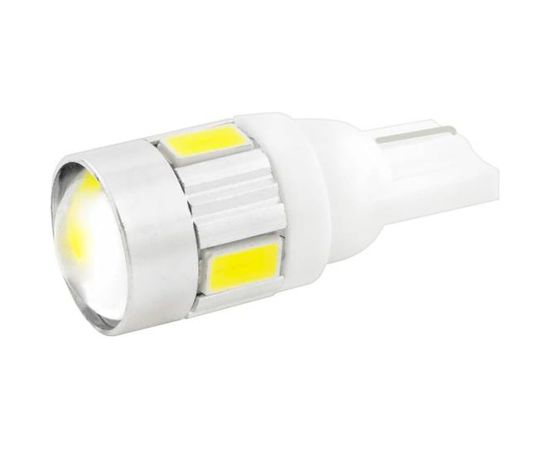 Автолампа диод T10 W5W 6 SMD диодов 1-контурная с линзой белая SKYWAY S08201127 