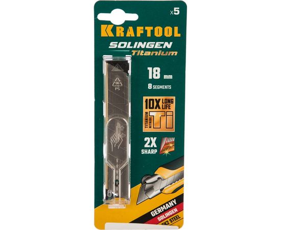 Лезвия сегментированные сменные SOLINGEN (5 шт; 18 мм; 8 сегментов; покрытие TiN) Kraftool 09605-TIN-18-S5_z02 – изображение 2