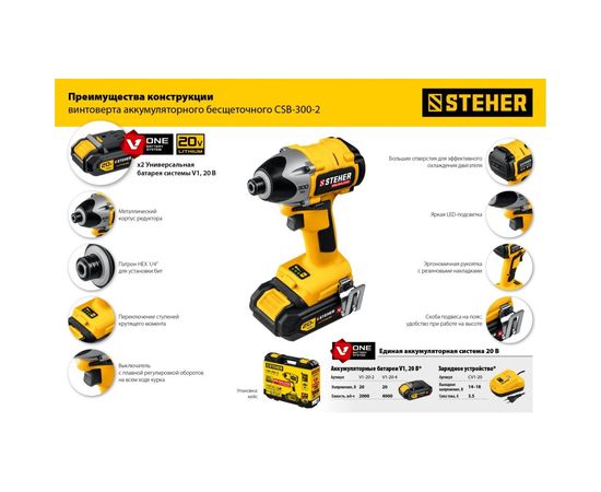 Бесщеточный винтоверт STEHER CSB-300-2 – изображение 6