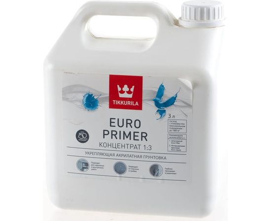 Акриловая грунтовка Tikkurila ЕВРО ПРАЙМЕР 3 л КОНЦЕНТРАТ 26141 