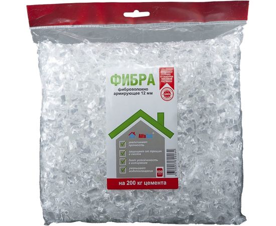 Полипропиленовая армирующая фибра AlfaBet 12 мм, 600 г 20264 