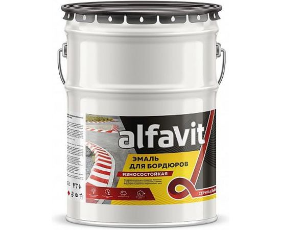 Износостойкая эмаль для бордюров KRAFOR белая, 7 кг 211803 