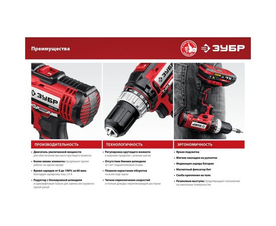 Дрель-шуруповер ЗУБР ДШЛ-145-21 – изображение 6