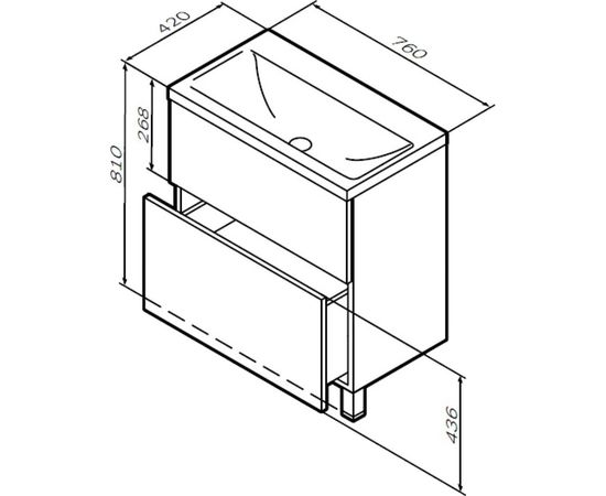 Напольная база под раковину AM.PM Gem 75 см 2 ящика push-to-open M90FSX07522WG32 – изображение 5