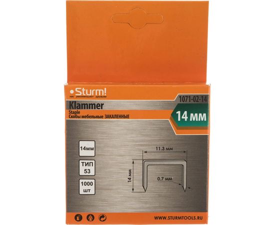 Скоба закаленная (1000 шт; 14 мм; Тип 53) для степлеров Sturm 1071-02-14 – изображение 3