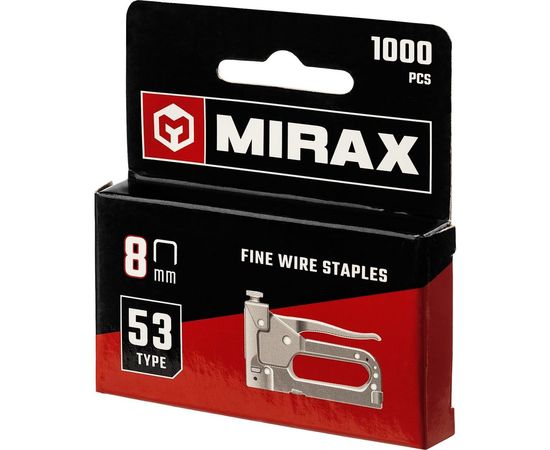 Скобы для степлера MIRAX тонкие 8 мм тип 53 (A /10 /JT21), закаленные, 1000 шт, 3153-08 – изображение 2