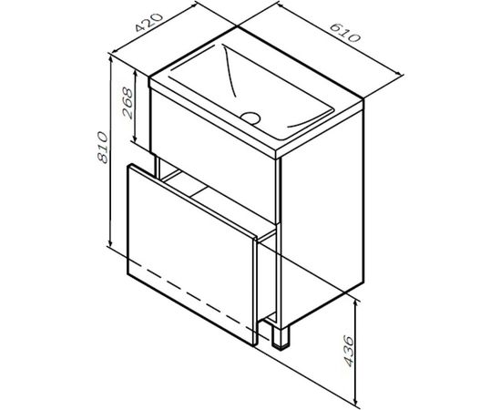 Напольная база под раковину AM.PM Gem 60 см 2 ящика push-to-open M90FSX06022WG32 – изображение 2